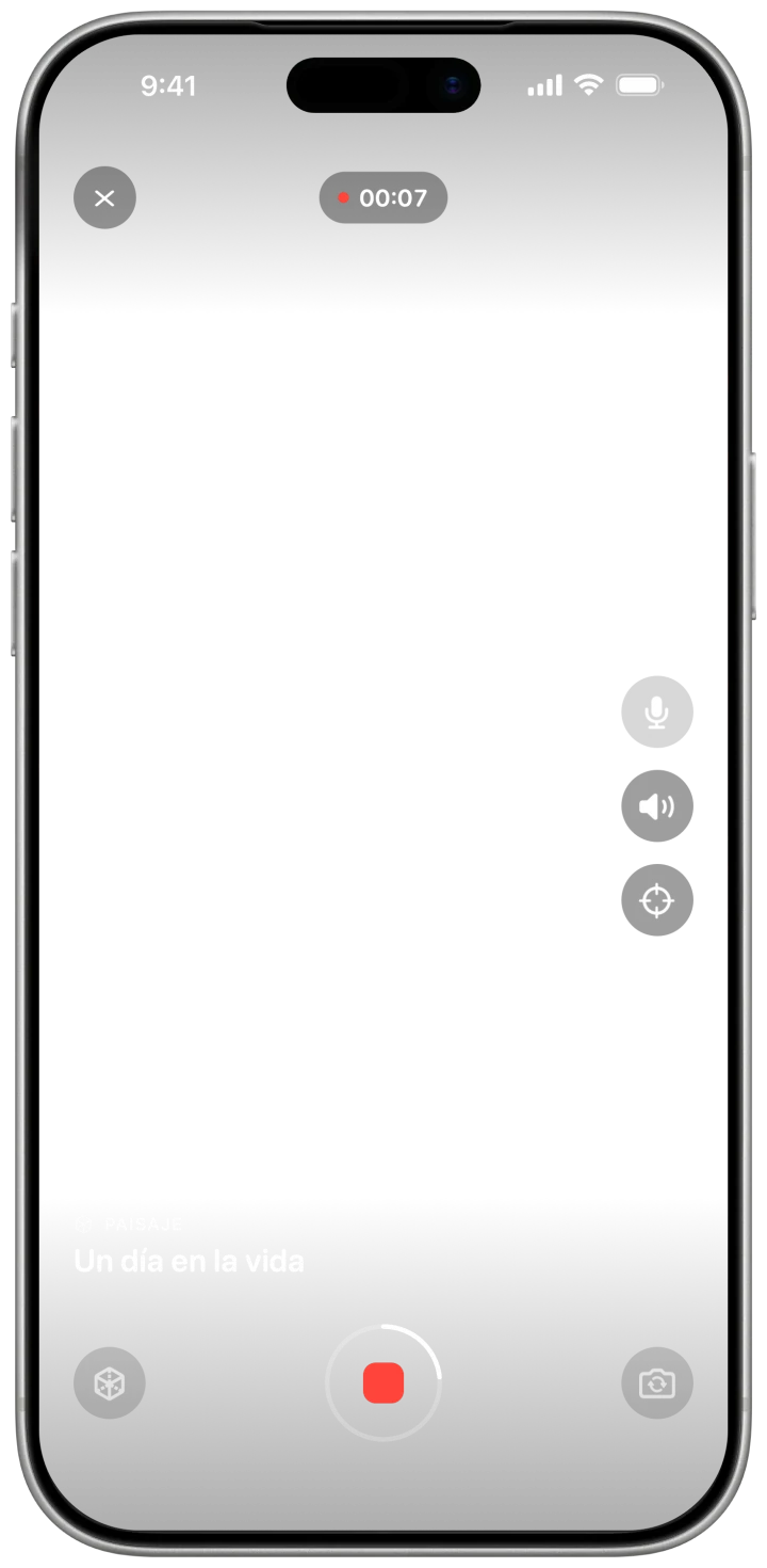 La cámara de la app grabando en un iPhone: escenas de todos los días, de un recital y una pista de baile a perros y un gatito en el campo, mientras suena el paisaje Un día en la vida.